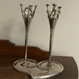 Vintage Silver-Plated LOVE Valentine Candle Holders
Heart Base
